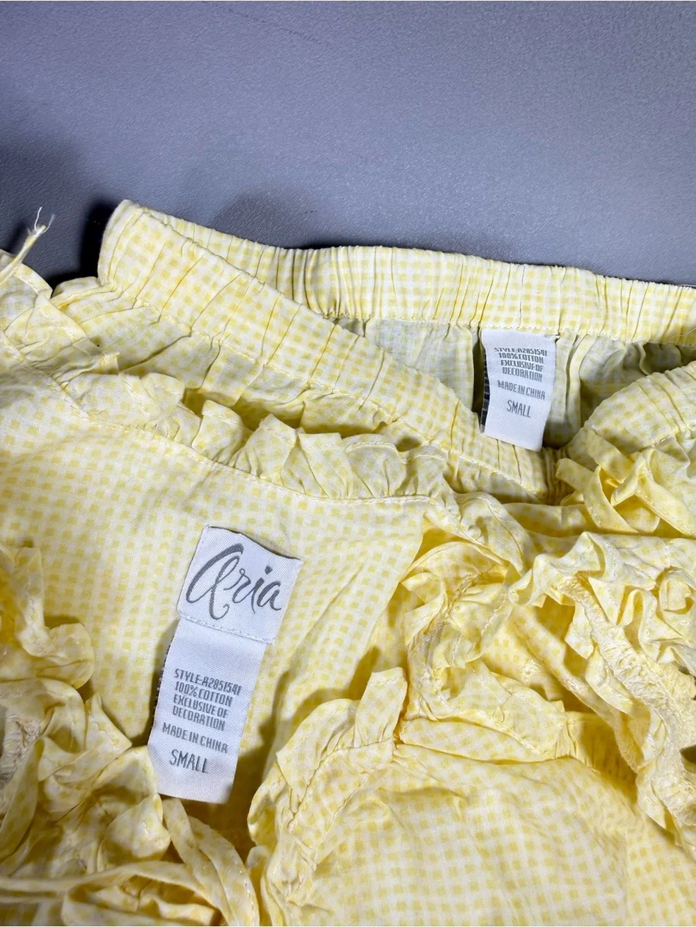 Aria Vintage Pale Yellow Ruffle Cami and Shorts Sleep Set